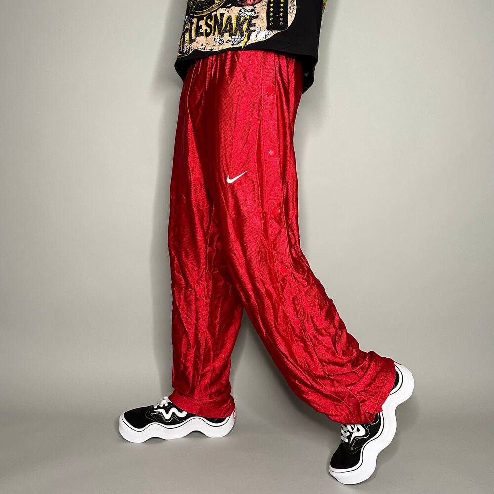 Vintage 90s Nike Breakaway Sweatpants Mens L Baggy Crimson Red Polyester Swoosh